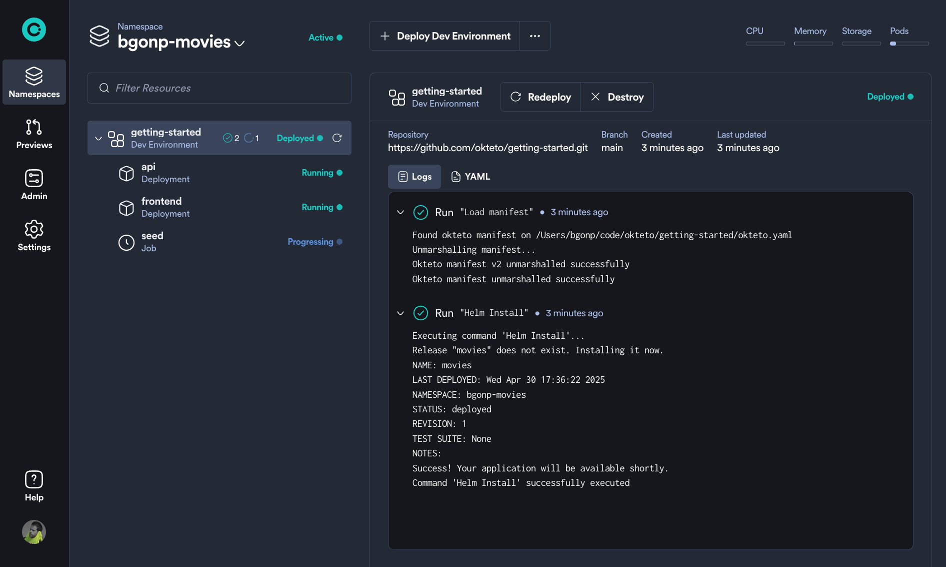 Movies Onboard Deploy
