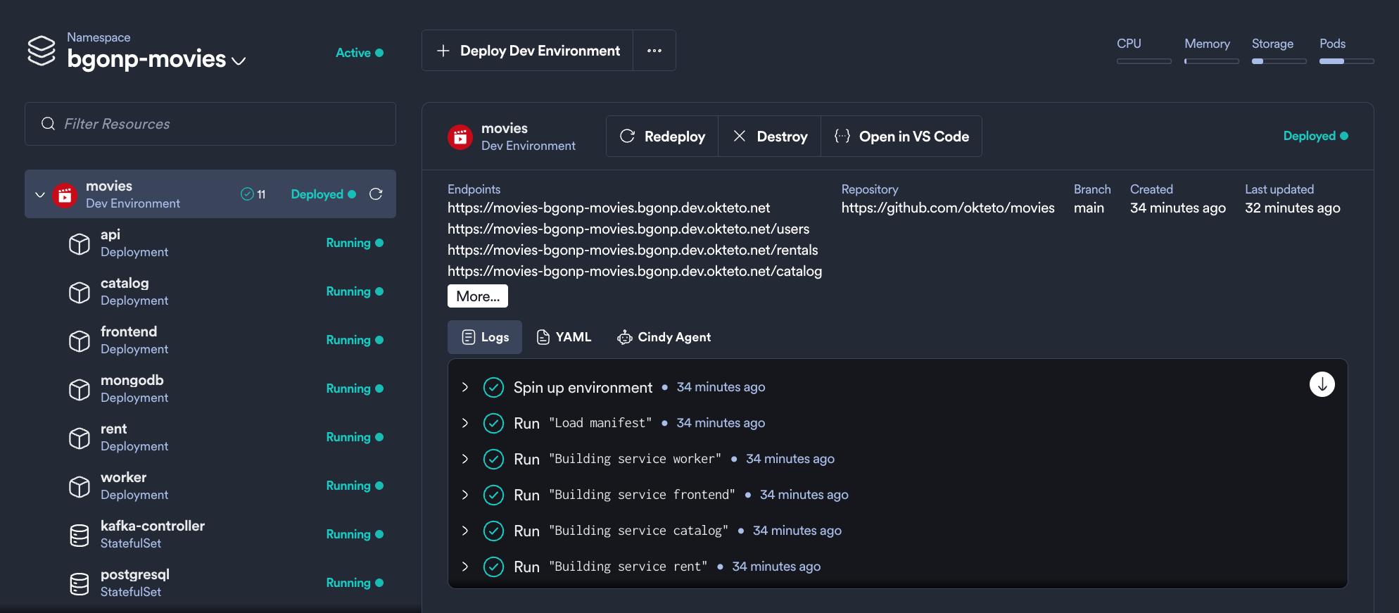 UI of the movies app